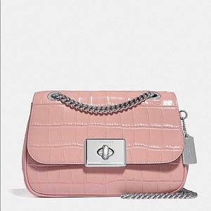COACH Crossbody handbag- CASSIDY CROCODILE EMBOSS PINK CROSSBODY BAG CHAIN STRAP